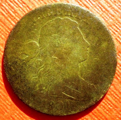 1801 "Draped Bust" Large Cent (Die Error "1 over 0") Found May 2008