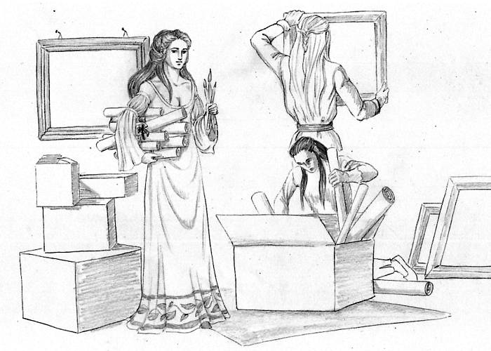 Nellas of Doriath, packing her things before happily wandering off to better times...