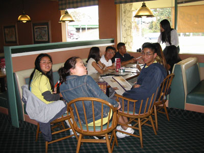 Eating at Coco's Restaurant the day we arrived, across the street from our hotel.