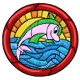 Flotsam Round Stained Glass Window