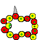 Inchworm is a worm with no end... The eye is on a yellow bulb in the middle, and he can hypnotize people with it.