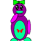 This guy may look like a normal purple squagle, but it can change the picture on his belly to... whatever! So he can act like he is angry, or even raging!!!