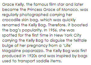 Fact about Kelly Bag