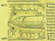 Illustration published in 1557 depicting a 1479 UFO sighting over Arabia, described as a "comet: at the time .