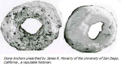 Stone Anchors unearthed in California Believed to be of Chinese origin. - or- Giant Fossilized Dunkin Donuts.