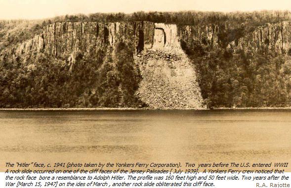 Rock formation from 1941 bearing a resemblance to Adolf Hitler