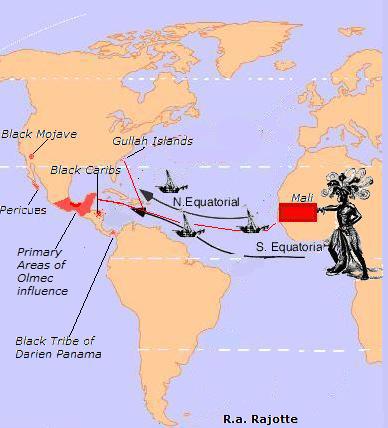 Hypothetical Route of African Travelers to Pre Columbian America