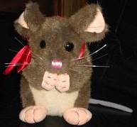 The adorable plush rat from the heated auction.