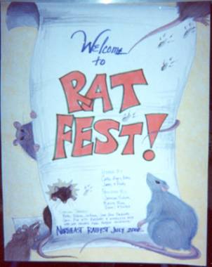 The lovely sign that welcomed us to NE RatFest, designed by Jessica
