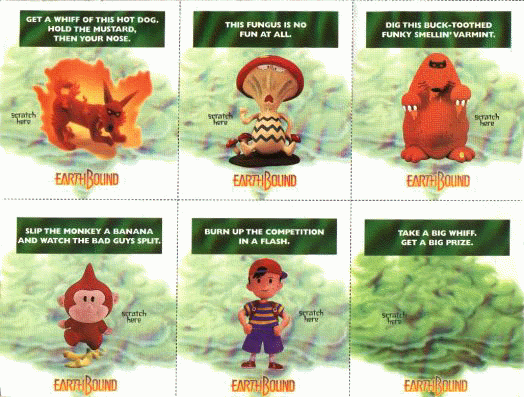 EarthBound Scratch n' Sniff cards