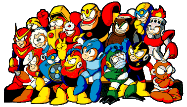MegaMan with a bunch of evil robots!!