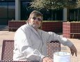 Cal sitting on Bench