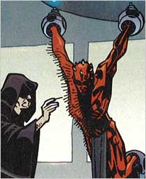 Darth Sidious trabalhando o corpo de Darth Maul com Sith tatoos
