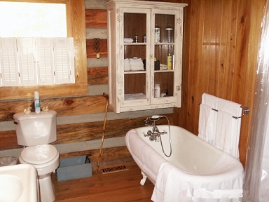 If your idea of 'shootin' the rapids' is to lounge about in bubbles, enjoy the simple country luxury inside!