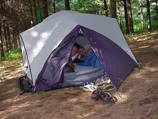 We have about 5 acres along the New River, so when the kids get rambunctious, send them & their tents outside for the night under the natural cover of a white pine forest!