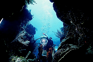 Andrea Fuller in an underwater grotto.