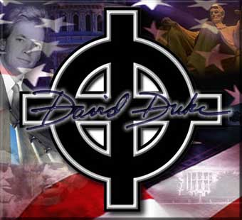 Republican David Duke's vocal white supremacist website using a Rosicrucian "cross & circle" symbol.