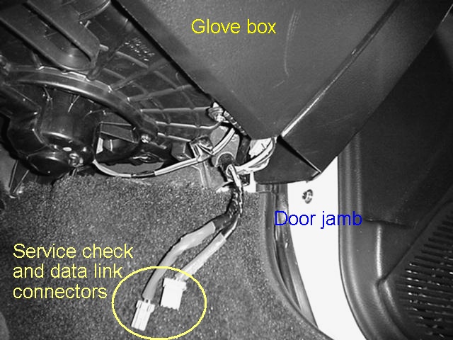Location of service check 
connector on 1994 Honda Civic 92 93 94 95