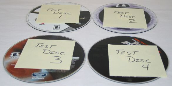 We used Post-It notes to indicate which disc was which.  We also wanted to cover up the majority of the name on each disc.  We did not show the full disc because some companies have lawyers who don't like such things.  At any rate, by looking at the picture, we think that you'll get the idea.