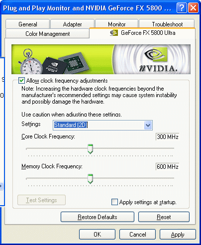 2D Desktop Mode clock settings