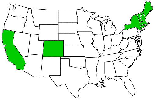 US map showing my
state highpoints