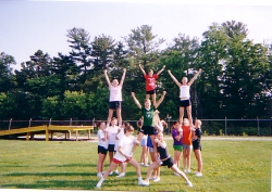 The diamond formation with a another stunt group up front, again working on timing and basic pyramid building. 