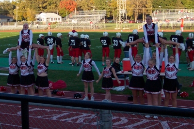 The sophomores doing double full split stunts