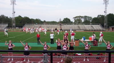The sophomore cheerleaders and a nice split stunt!