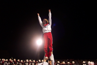 Ashley in a cupie over the football players.