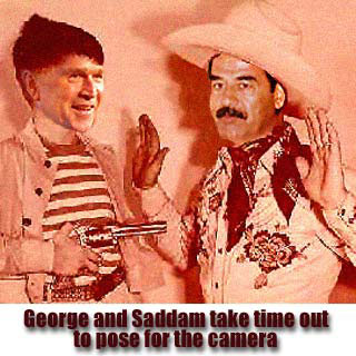 George Bush meets Saddam Hussein