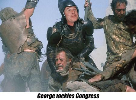 George Bush takes his wisdom to Congress.