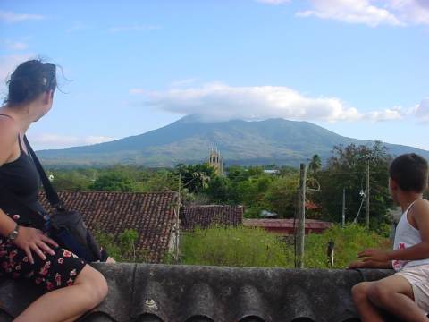 View of the Mombacho volcano from the roof of the old hospital, Granada.