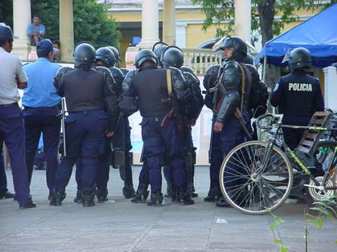 Darth Vader inspired riot police, Granada.