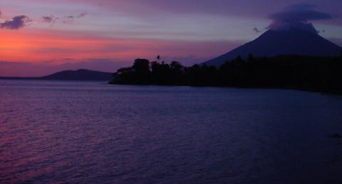 Sunset and the Concepción Volcano, Mérida, Ometepe.