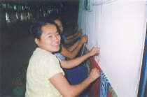young lady making Carpet