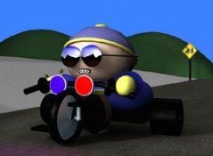 [Cartman (the cop) on his four wheeler]