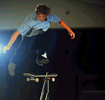 Muska getting some air down the stair