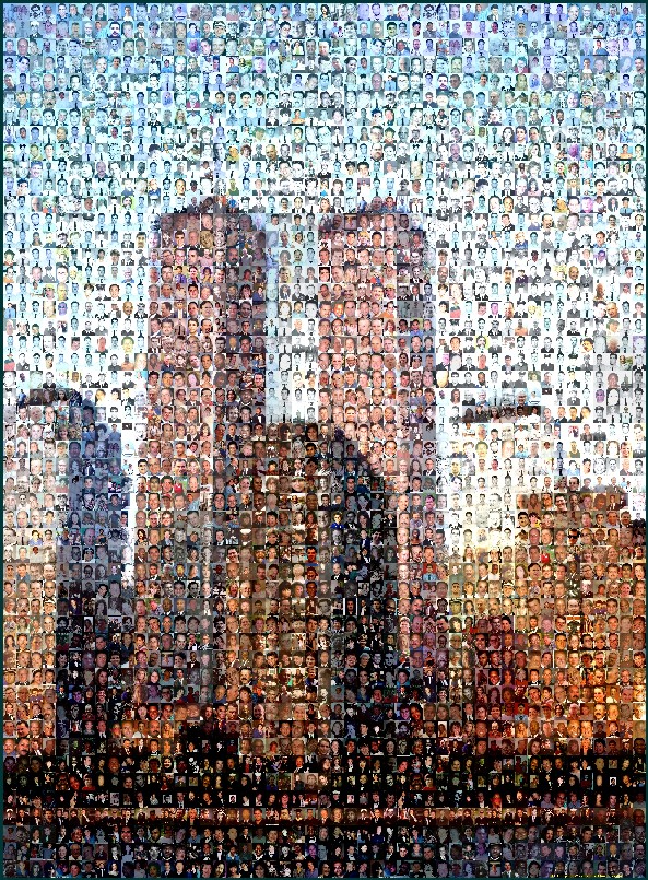 Those are tiny pictures of victims making up the World Trade Center