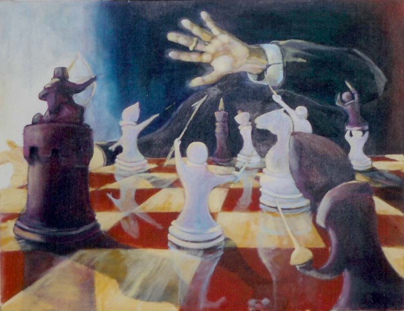 It is inspired by the US state department concept of seeing a world politics as a chess game, with nations being pieces