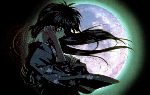 Kaoru with a moon background ^_^