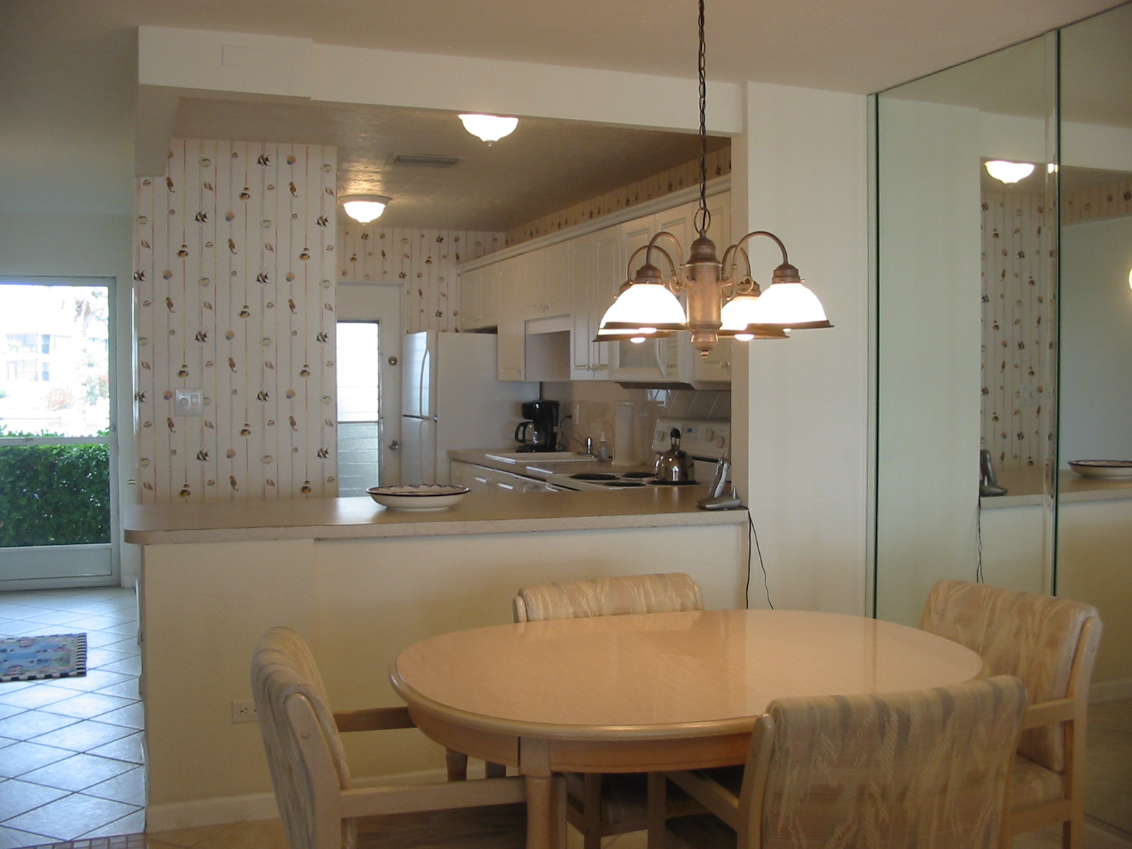 the dining room and modern kitchen