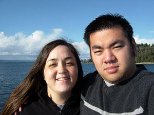 Photo of my friend Kelli and I on the ferry to Vashon Island on October 29, 2005.  Photo taken by Nick Peyton.