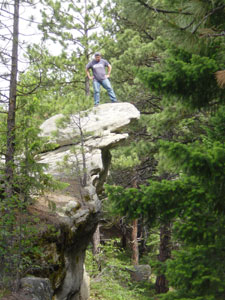 Photo Nick Peyton on a large rock outside of Roslyn, WA on June 16, 2006.  Photo courtesy of Nick Peyton.