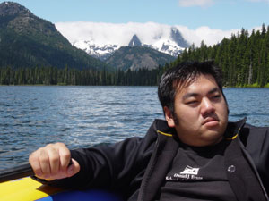 Photo of Nick Peyton on Cooper Lake about 30 miles away from Roslyn, WA on June 17, 2006.  Photo courtesy of Nick Peyton.