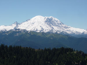 Photo of Mount Rainer taken on top of Noble Knob on July 9, 2006.  Photo by Nick Peyton.