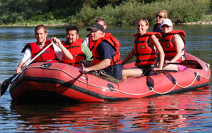 At the Gonzaga program everyone goes on a rafting trip.  Here is a photo right before I fell out of the raft while trying to move it to shore.  Photo taken on July 7, 2007.