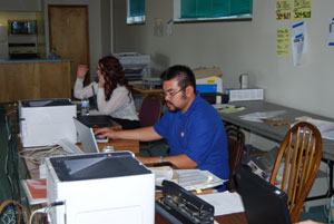 A photo of me hard at work.  I think I am both angry and sweaty in this photo.  Photo taken on July 8, 2007.