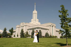 Photo of Traci and Brian on August 20, 2005 at the Mount Timpanogos Temple in American Fork, UT.  Photo courtesy of Brian Brown.