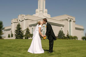 Another photo of Traci and Brian on August 20, 2005 at the Mount Timpanogos Temple in American Fork, UT.  Photo courtesy of Brian Brown.