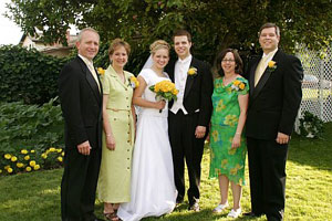 Photo of Traci and her parents and Brian and his parents on August 20, 2005 in American Fork, UT.  Photo courtesy of Brian Brown.